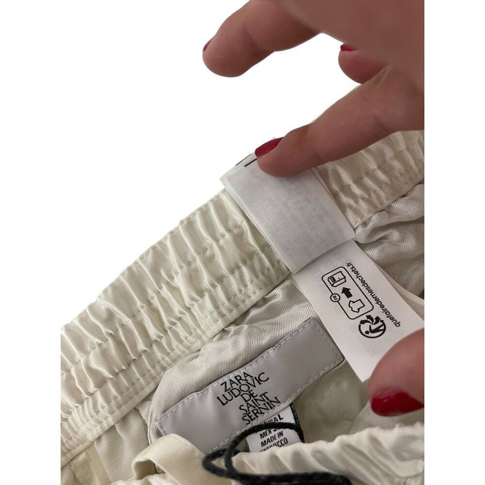 Zara Ludovic De Saint Sernin Womens Pants L White Satin Trousers 9118/604 NWT - Picture 10 of 14